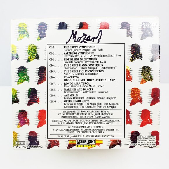 Mozart Highlights 10 CD Box Set Classical Music LaserLight 1990 Sealed - Picture 3 of 8